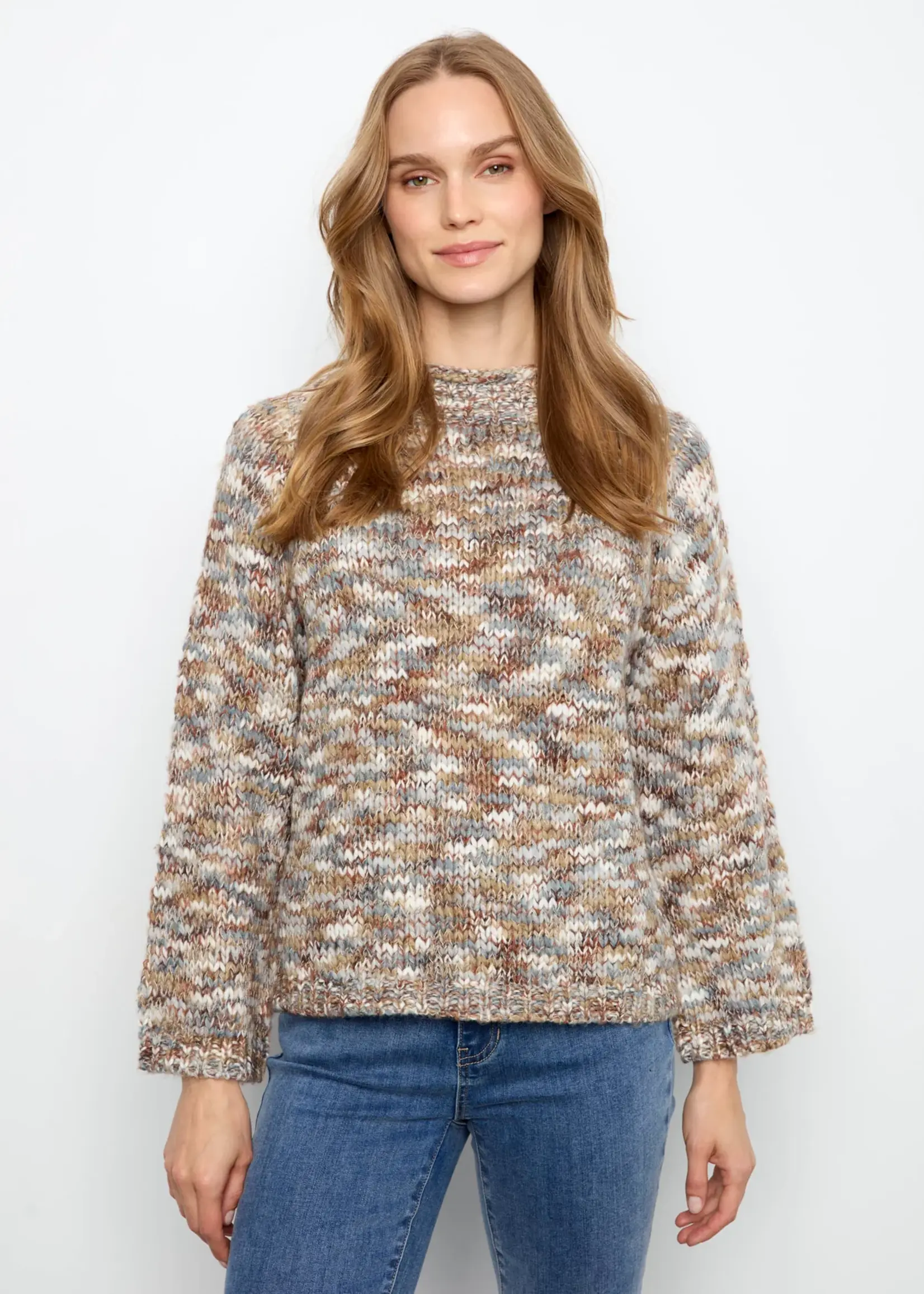 Charlie B High Neck Space Dyed Knit Sweater