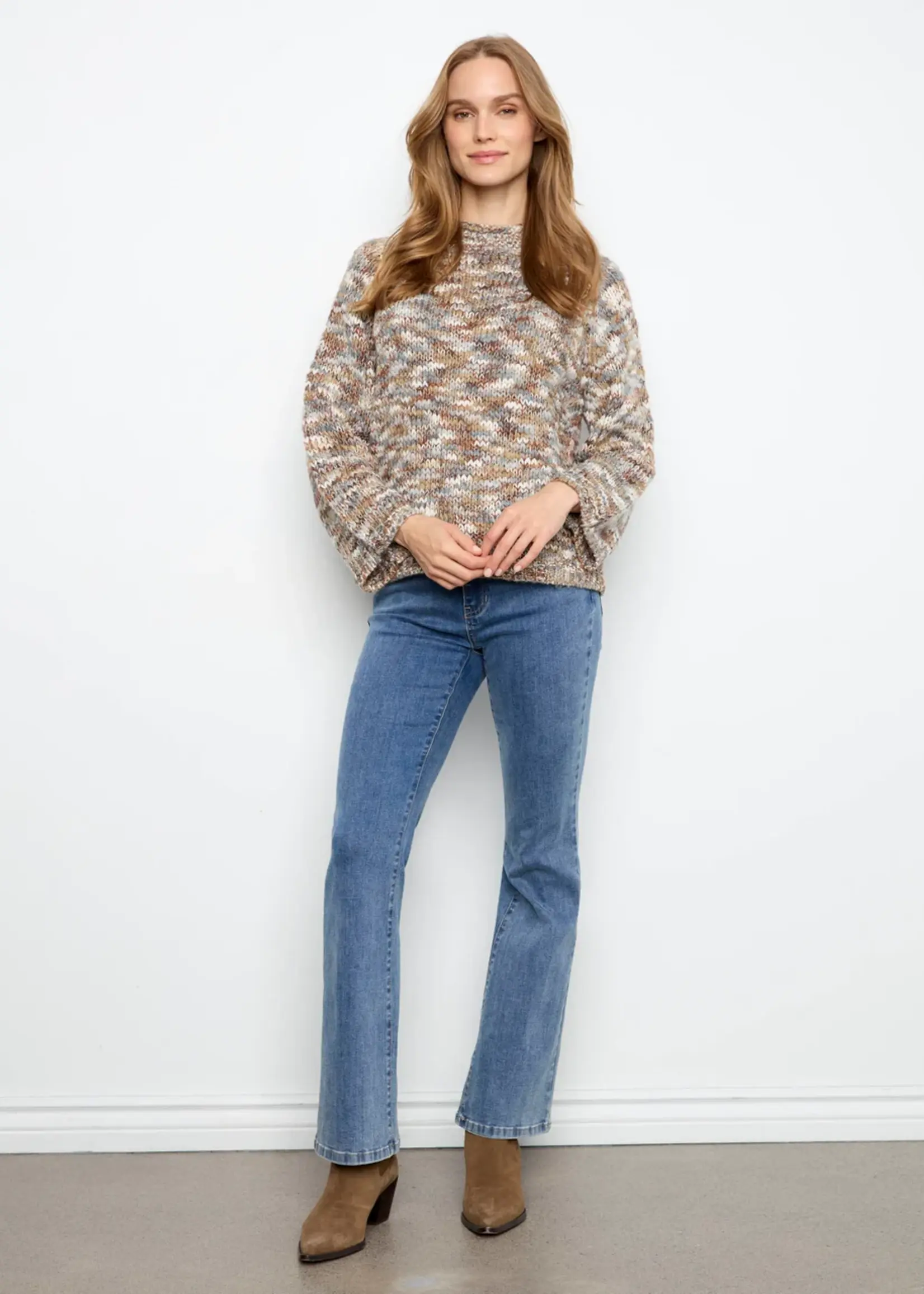Charlie B High Neck Space Dyed Knit Sweater