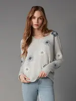 Charlie B Embroidered V-Neck Sweater