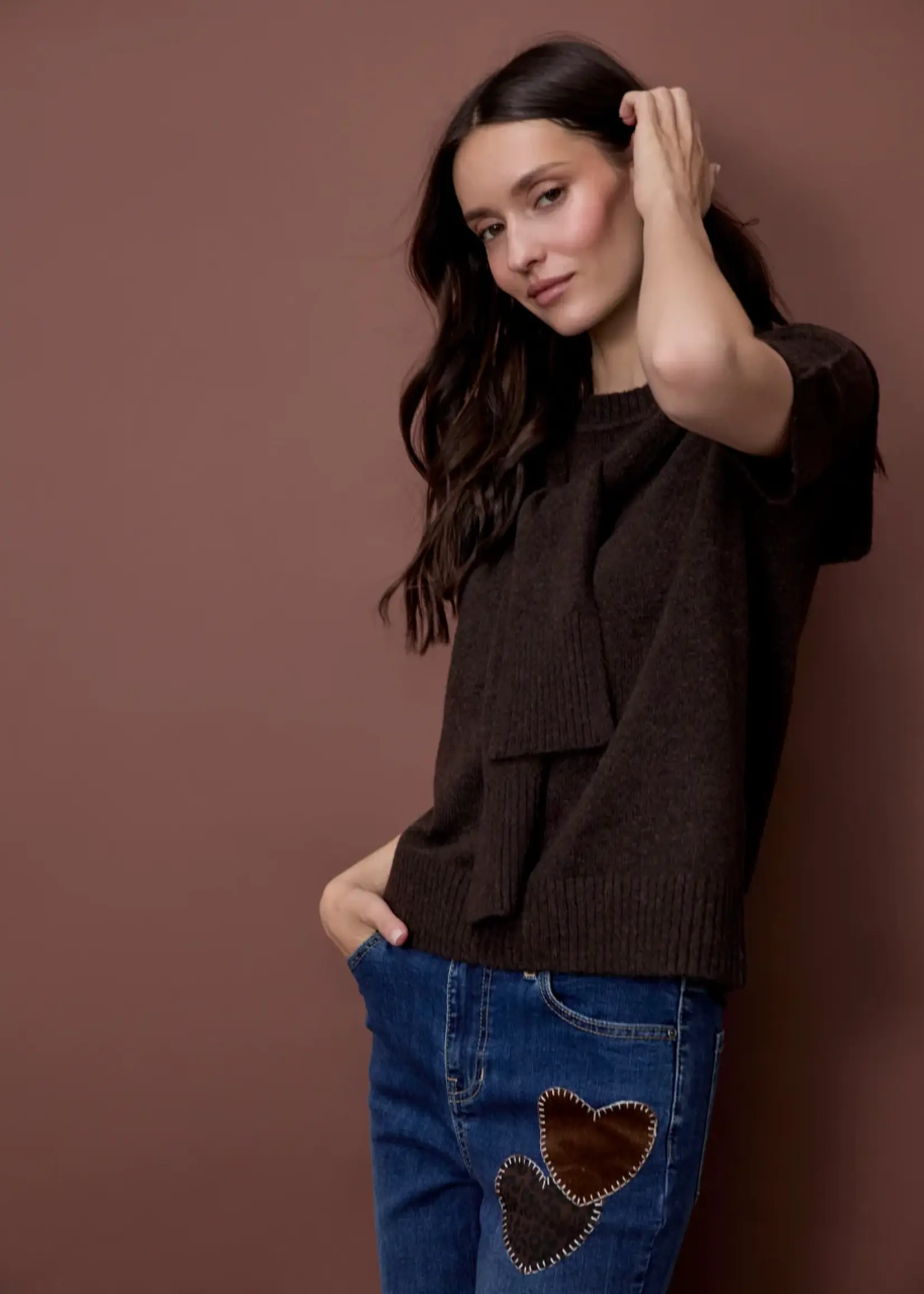 Charlie B Short Sleeve Crew Neck Sweater
