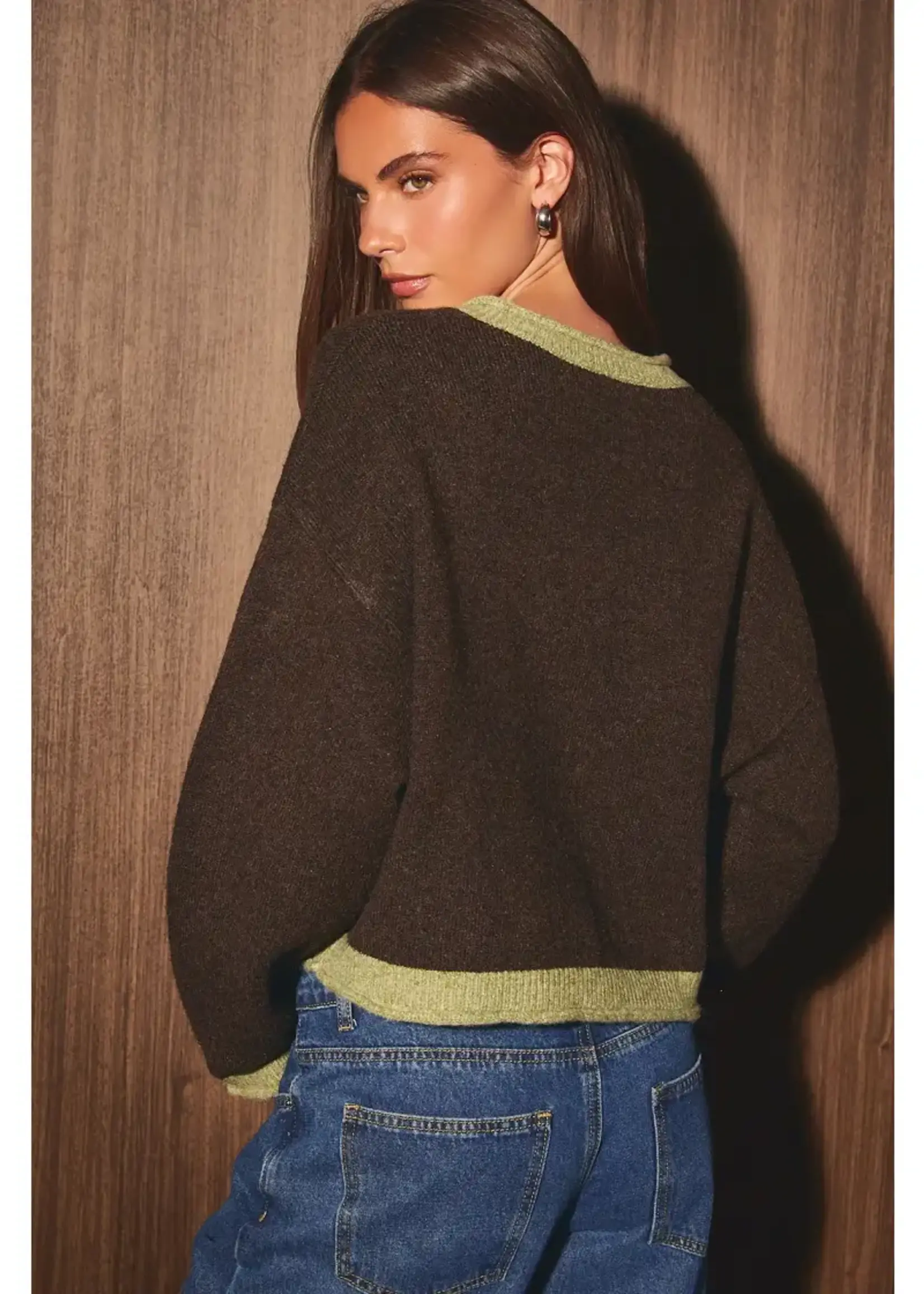 Contrast Trim Cardigan Sweater