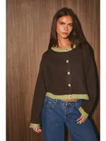 Contrast Trim Cardigan Sweater