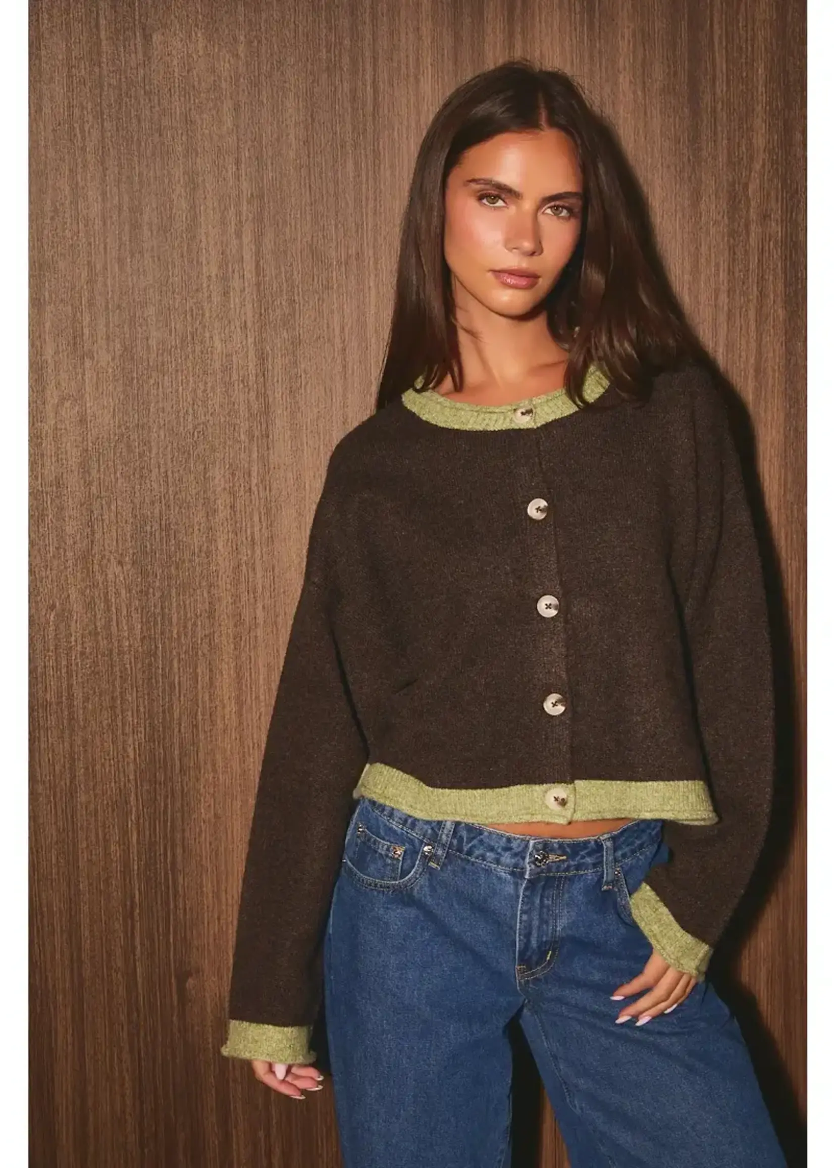 Contrast Trim Cardigan Sweater