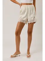 Lace Trim Satin Shorts