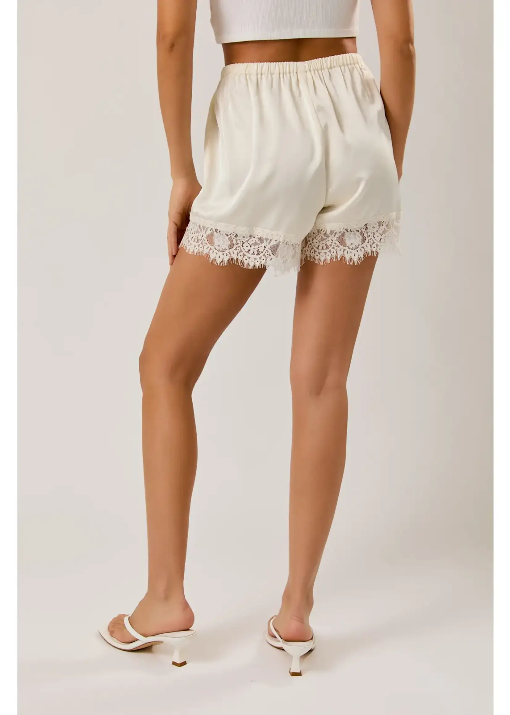 Lace Trim Satin Shorts