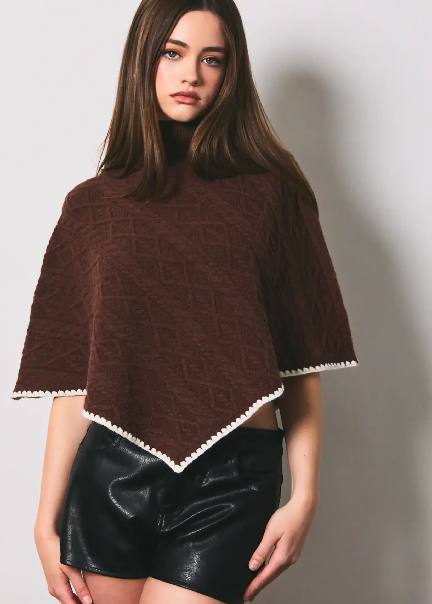 Cable Knit Sweater Poncho