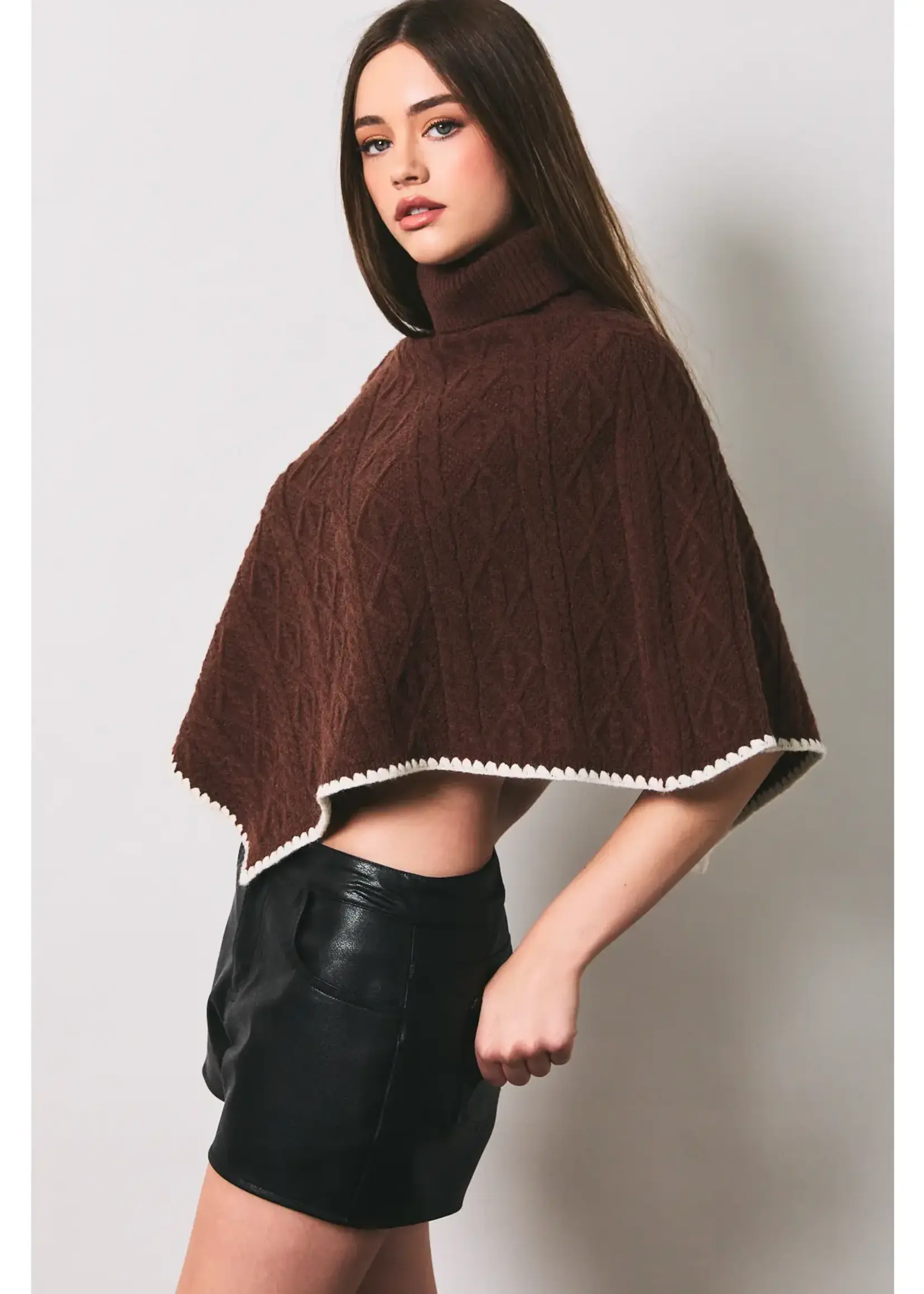 Cable Knit Sweater Poncho
