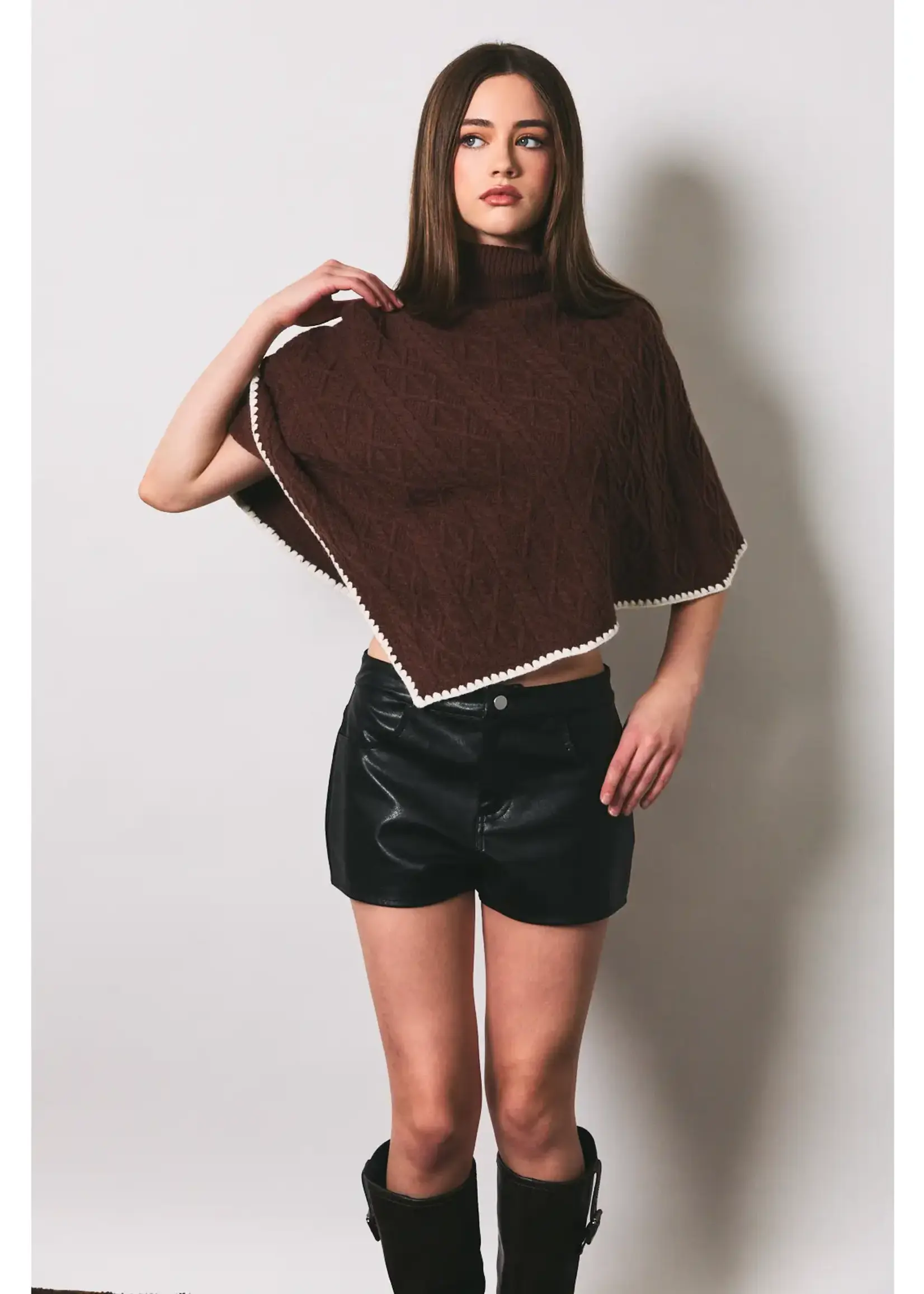 Cable Knit Sweater Poncho