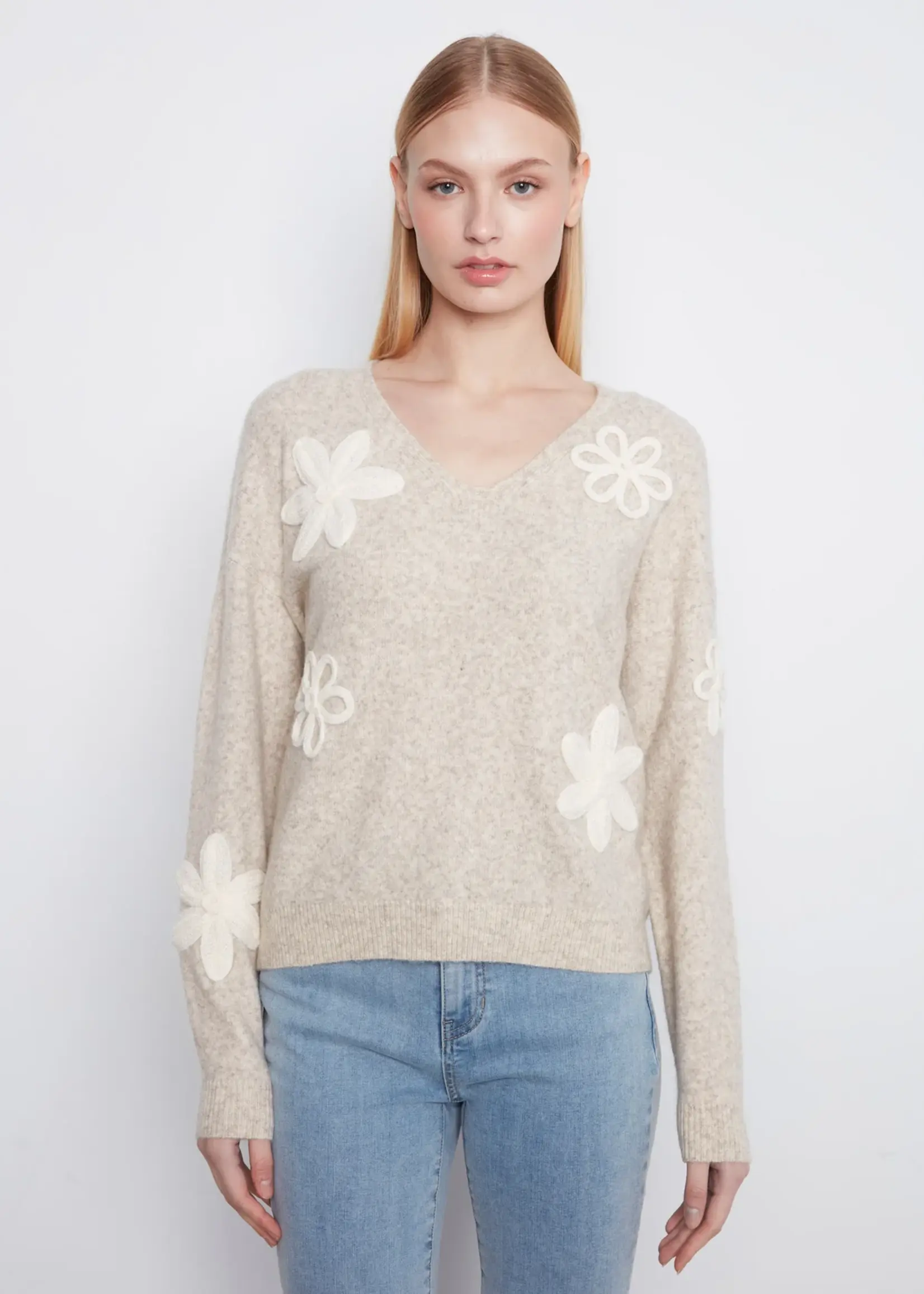 Charlie B Long Sleeve Drop Shoulder V Neck