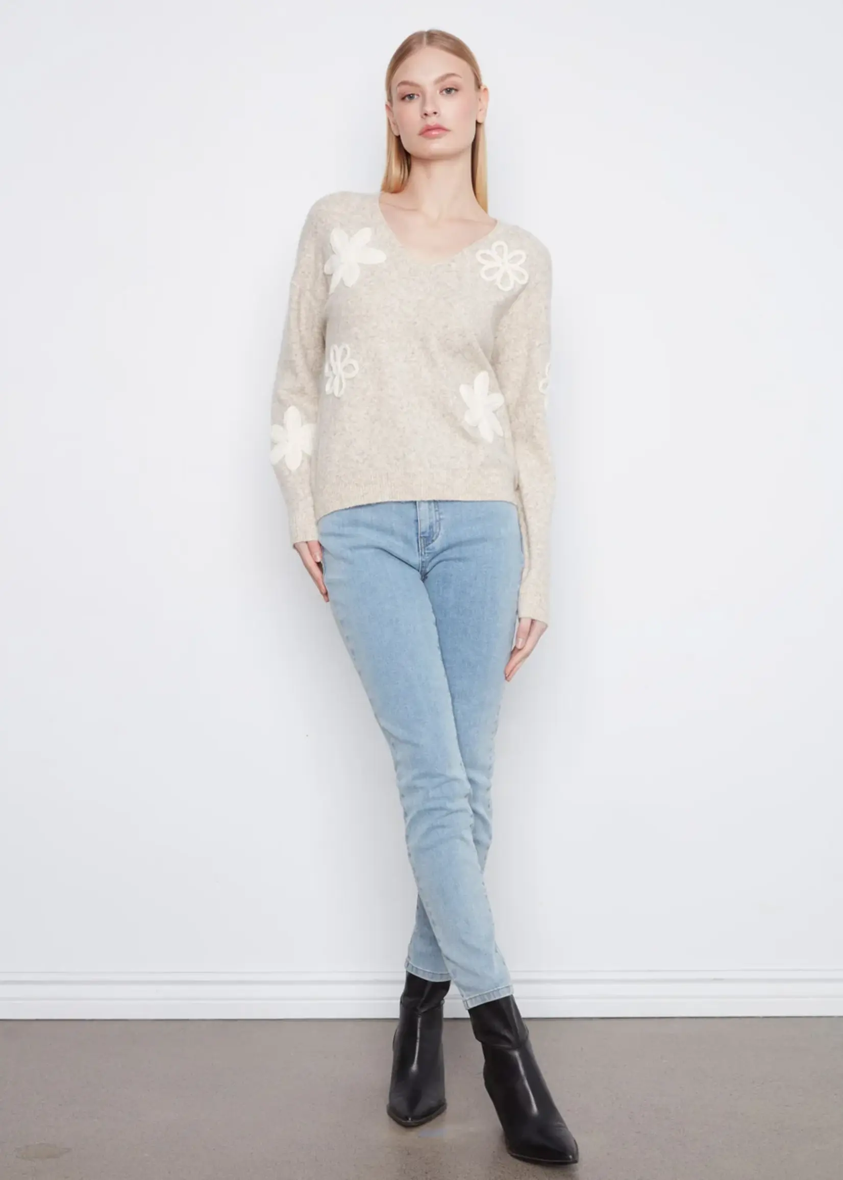 Charlie B Long Sleeve Drop Shoulder V Neck