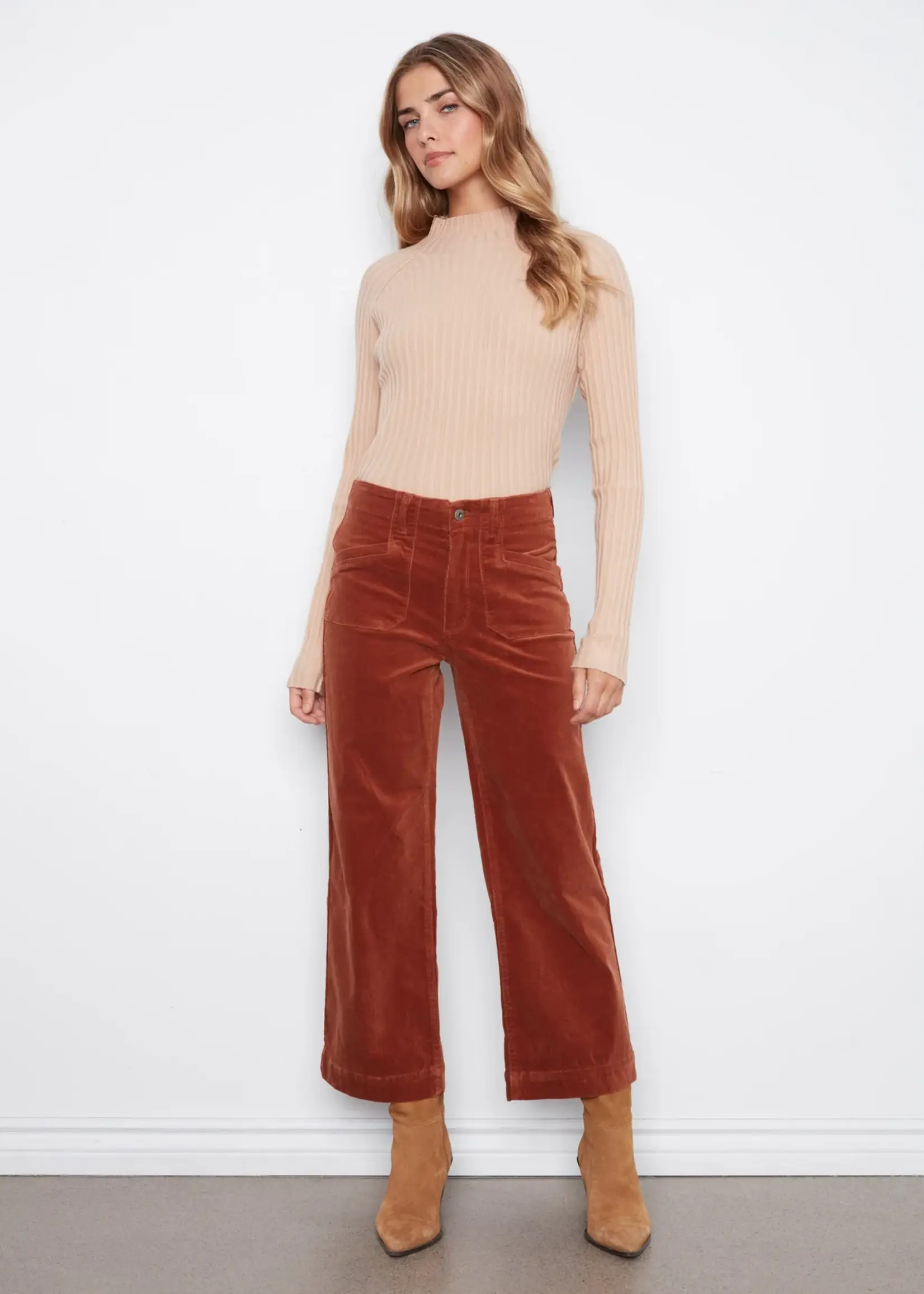 Charlie B Cropped Wide Leg Corduroy Pants