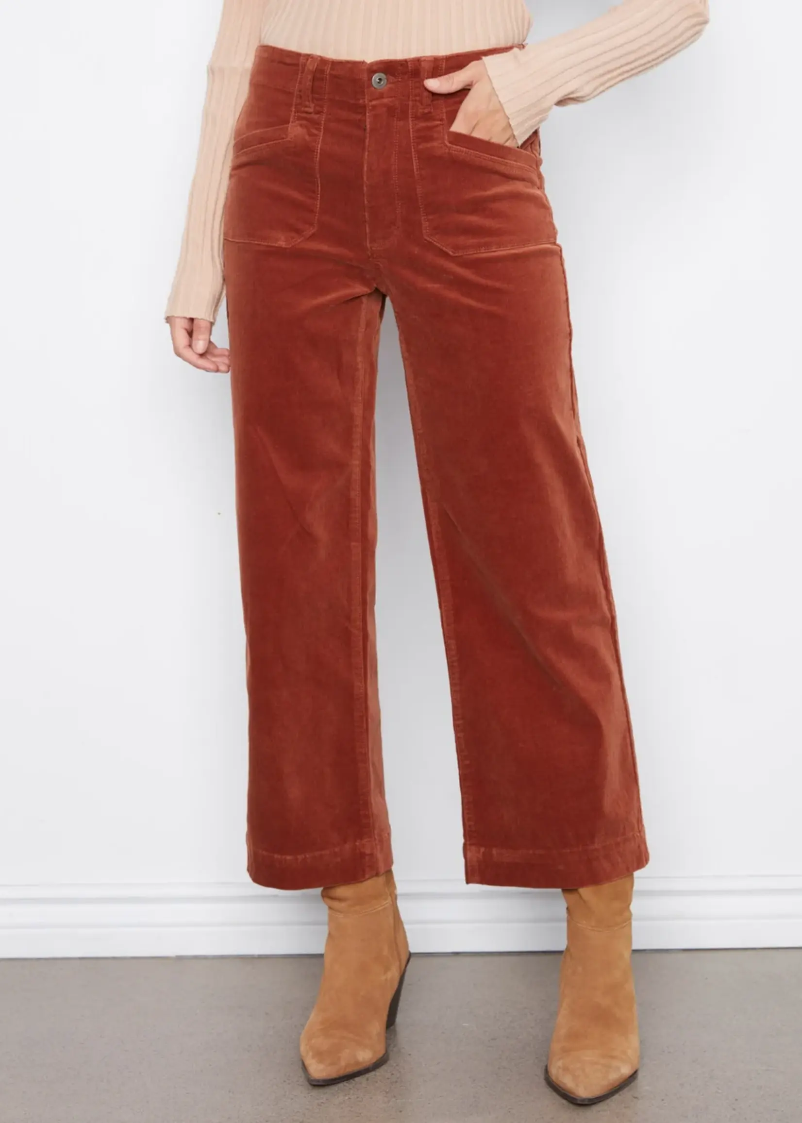 Charlie B Cropped Wide Leg Corduroy Pants