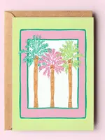 Trio of Colorful Palm Trees Beach Coastal Greeting Card