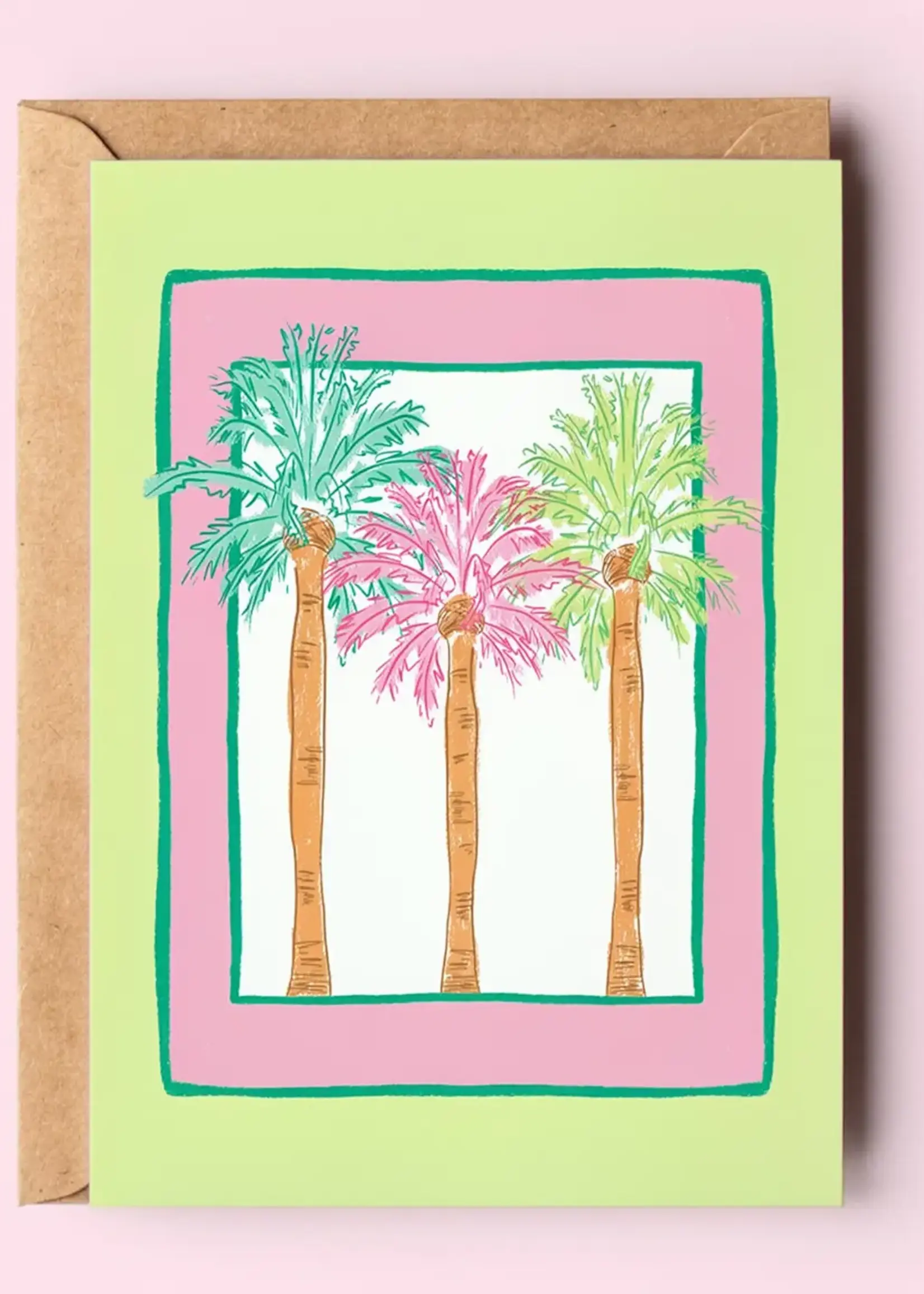 Trio of Colorful Palm Trees Beach Coastal Greeting Card