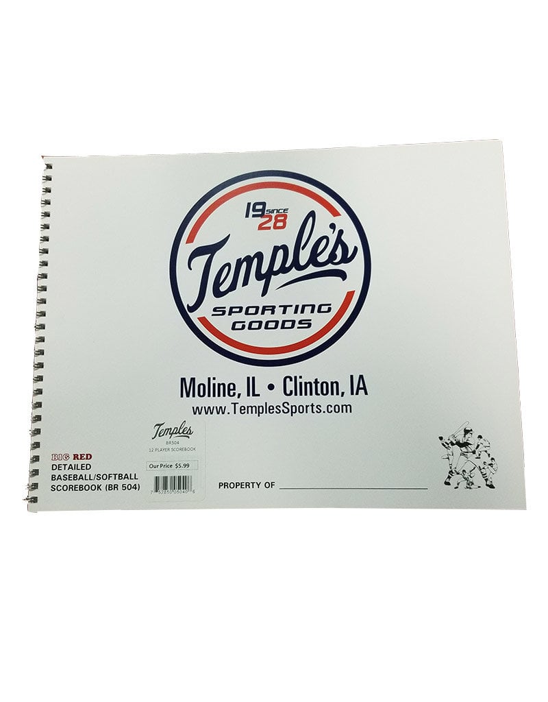 Temple's 12 Player Baseball / Softball Score Book