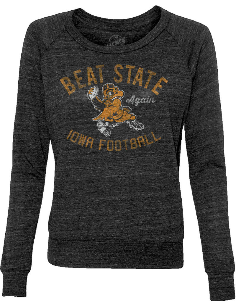 Rah-Rah Clothing Iowa Football-Beat State Again Ladies Slouchy Pullover-Black