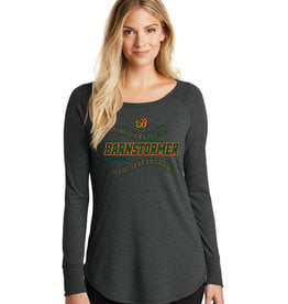 Barnstormer Baseball Women's Triblend Long Sleeve Tunic Tee-Black Frost