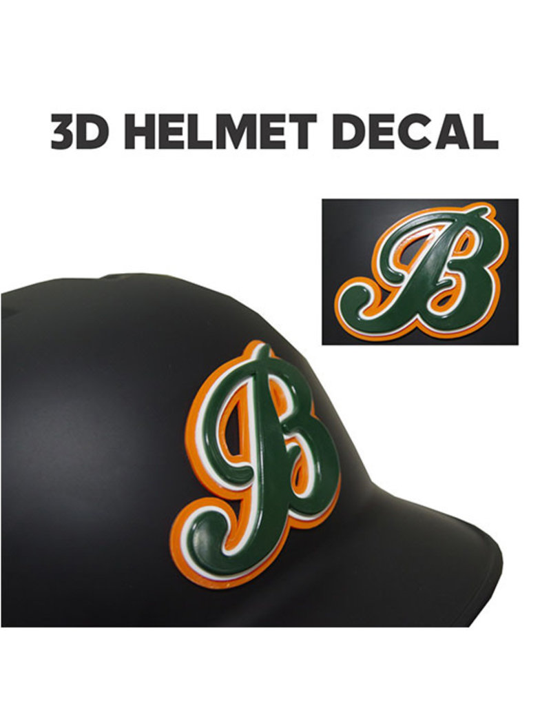 "B" 3D Baseball Helmet Decal