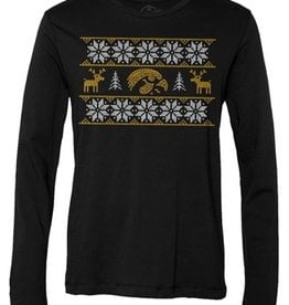 Rah-Rah Clothing Iowa Hawkeye Ugly Christmas Print Long Sleeve Tee