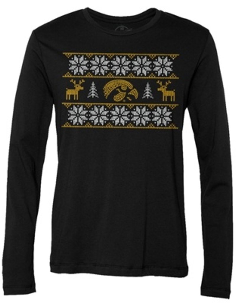 Rah-Rah Clothing Iowa Hawkeye Ugly Christmas Print Long Sleeve Tee