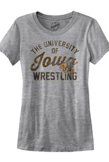 The University of Iowa Wrestling Ladies Short Sleeve Tee-Heather Grey