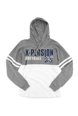 PV X-Plosion Boxercraft Ladies Hooded Pom Jersey-Granite/White