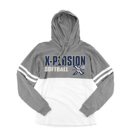 PV X-Plosion Boxercraft Ladies Hooded Pom Jersey-Granite/White