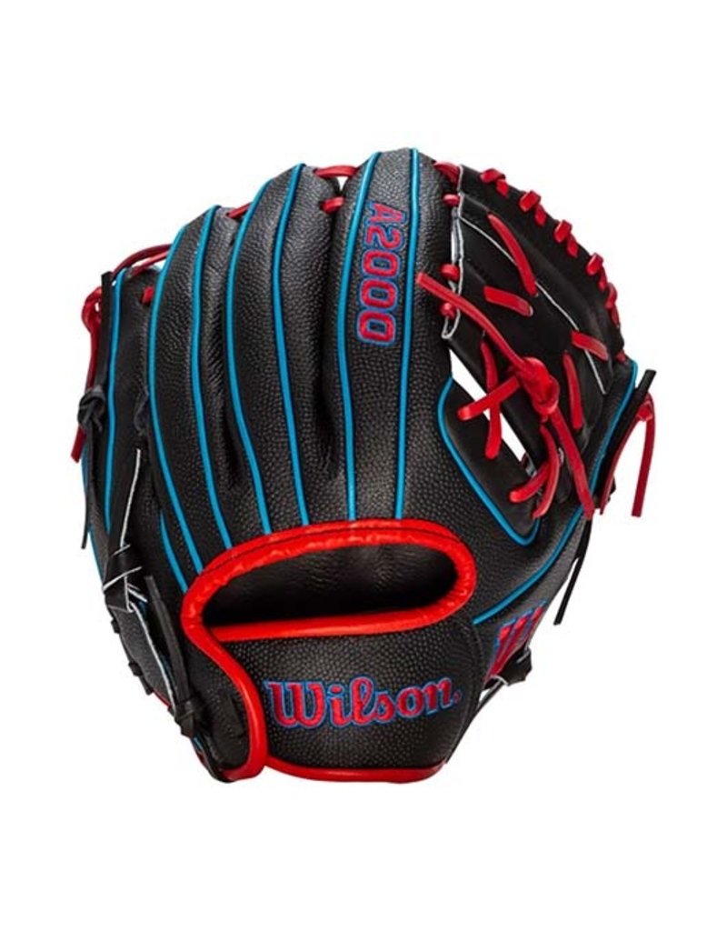 Wilson A2000 SuperSkin PFX2 11 infield Baseball Glove - Right Hand Throw -  Black/Blue (Red Lacing) - Temple's Sporting Goods