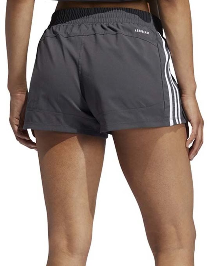 adidas Women's 3-Stripe Woven Short-Grey Six/White - Temple's Sporting Goods