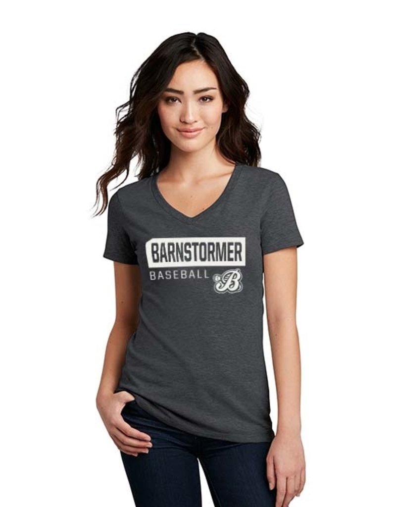 Barnstormer Baseball Women's Perfect Blend V-Neck Tee-Heather Charcoal