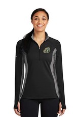 Barnstormer Baseball Ladies Sport-Wick Stretch Contrast 1/2 Zip Pullover-Black/Charcoal