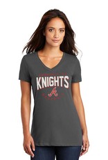 QC Area Knights Ladies Perfect Weight V-Neck Tee-Charcoal