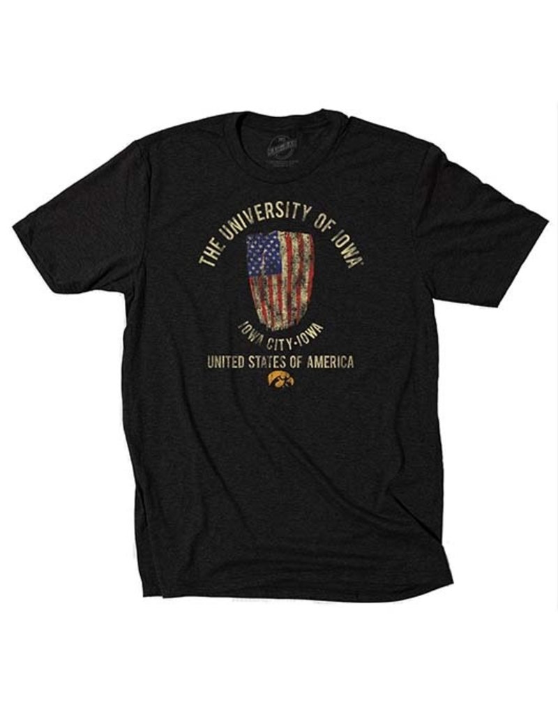 Rah-Rah Clothing University of Iowa, USA Triblend Short Sleeve Tee-Black