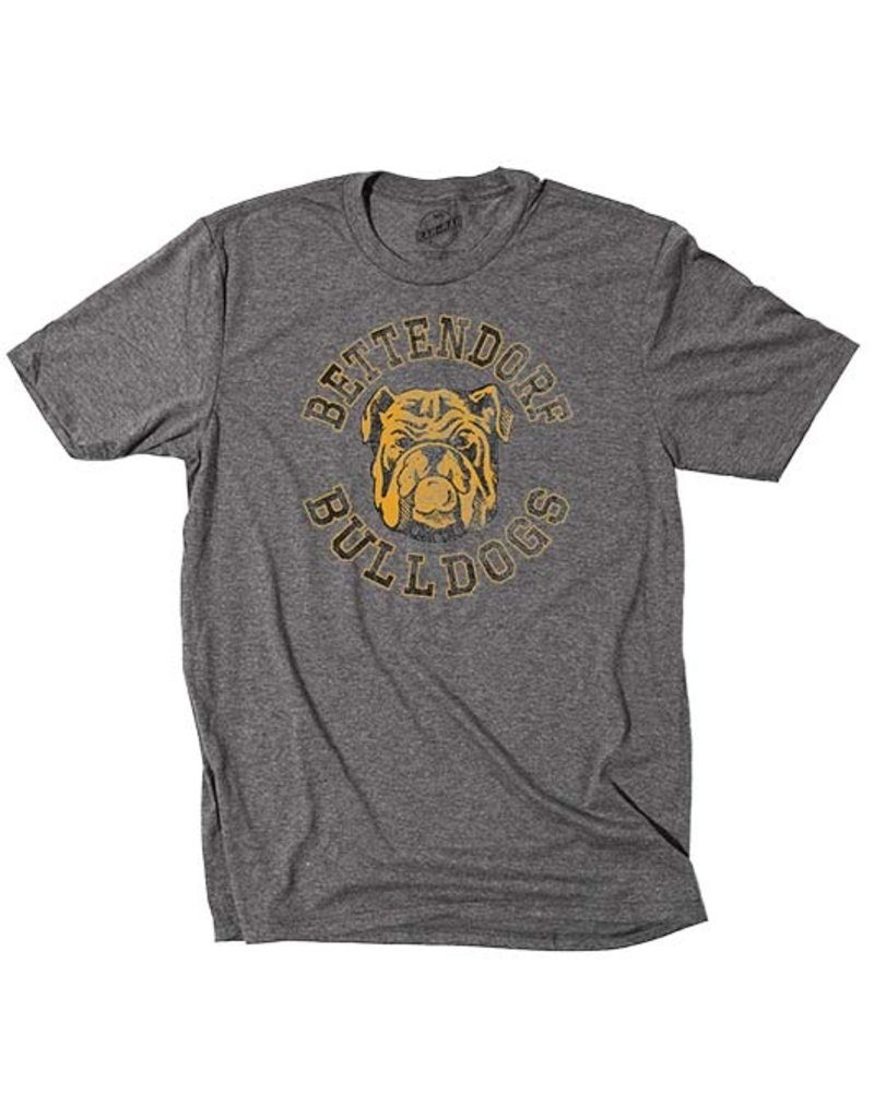 Bettendorf Bulldogs Vintage Bulldog Triblend Short Sleeve Tee-Grey