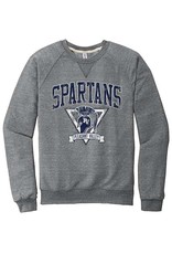 Pleasant Valley Spartans Vintage Print French Terry Crew-Grey