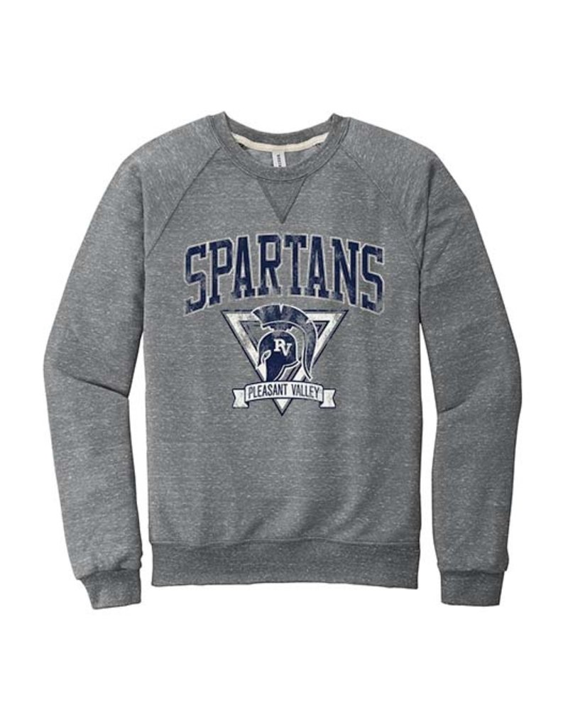 Pleasant Valley Spartans Vintage Print French Terry Crew-Grey