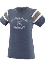 Pleasant Valley Spartans Vintage Print Ladies Fanatic Tee-Navy/Slate/White