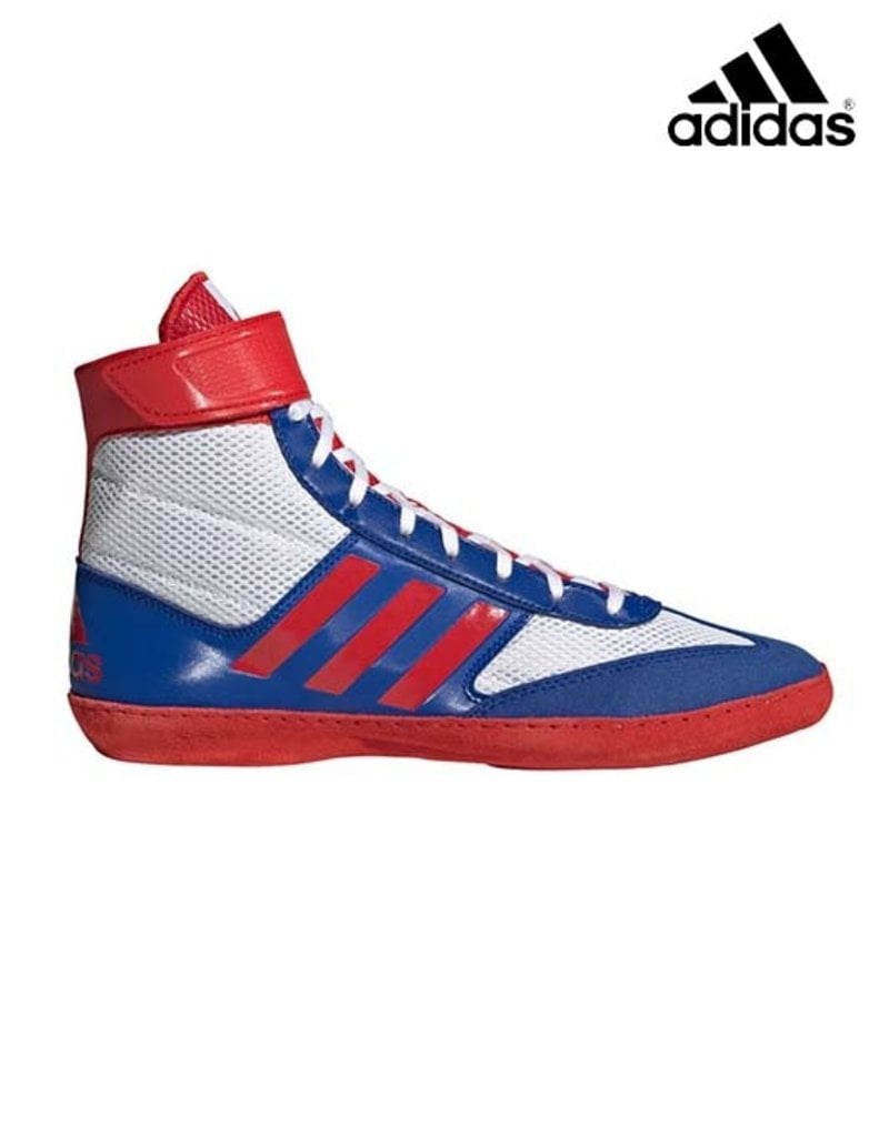 Adidas Wrestling shoes White/Royal/Red - Temple's Sporting Goods