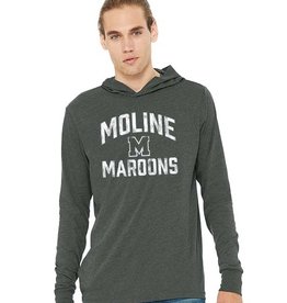 Moline Maroons Long Sleeve Jersey Hoodie-Heather Dark Grey