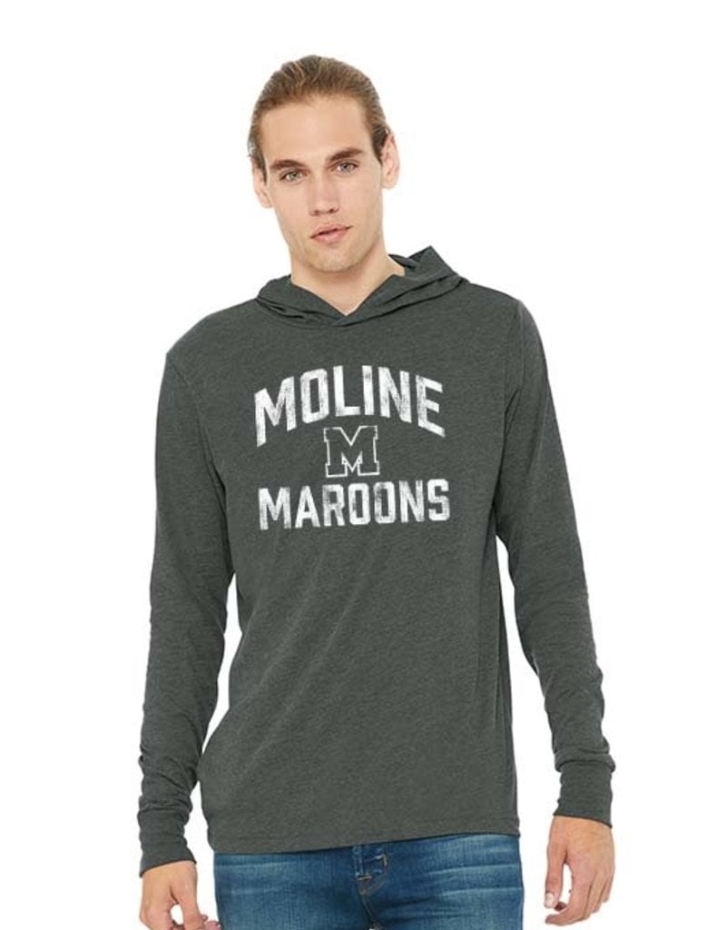 Moline Maroons Long Sleeve Jersey Hoodie-Heather Dark Grey