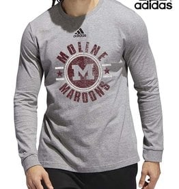 Adidas Moline Maroons adidas Premium Cotton Long Sleeve Tee-Grey