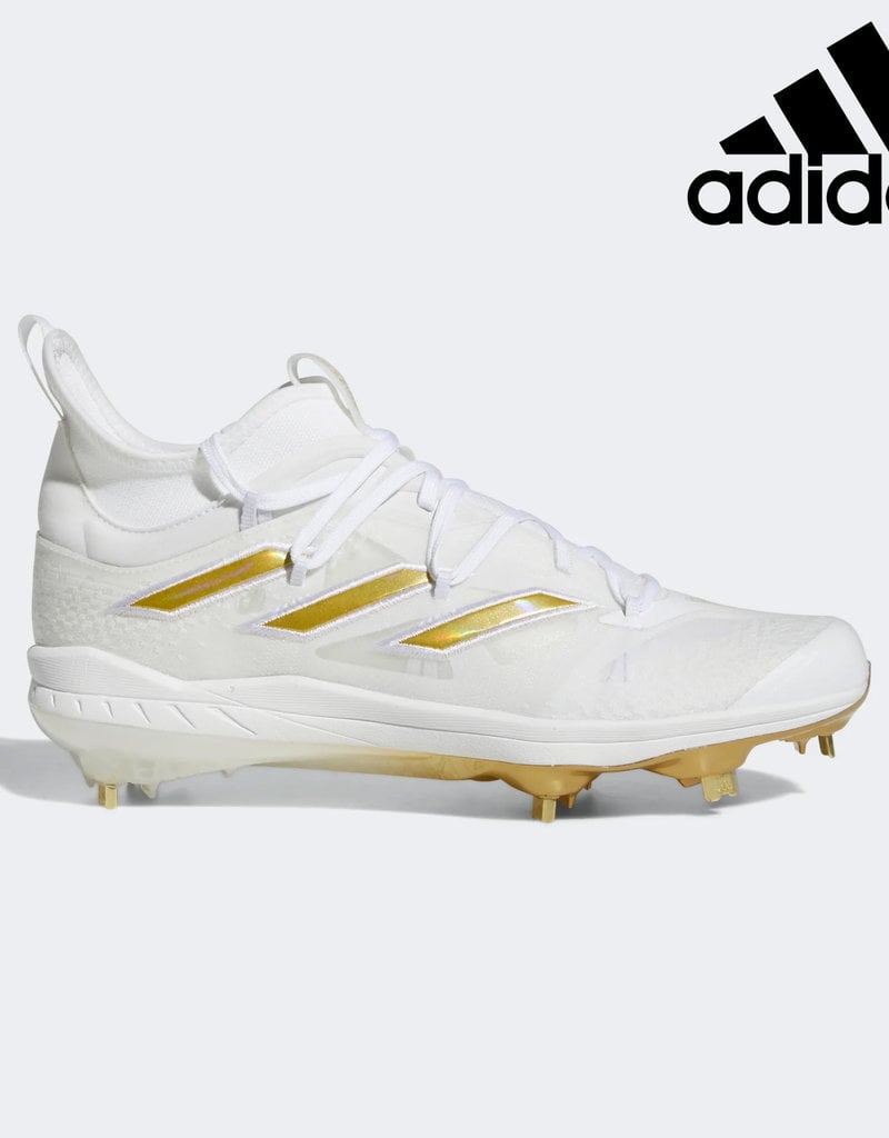 Adidas Adidas Adizero Afterburner NWV metal baseball shoes/Cleats White/Gold Metalic