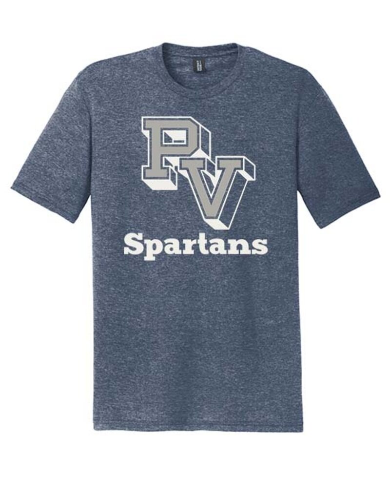 Pleasant Valley Spartans Triblend Short Sleeve Tee-Navy