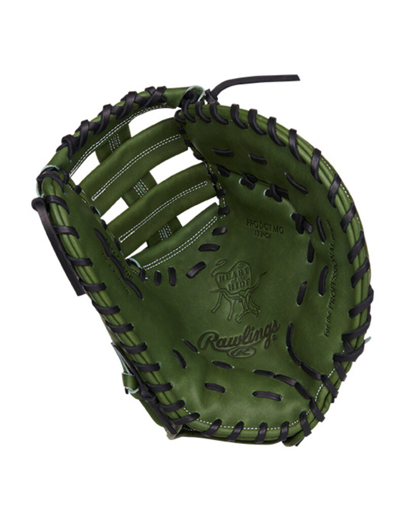 Rawlings RAWLINGS HEART OF THE HIDE FIRST BASE MITT 13" DOUBLE BAR WEB Military Green  Baseball Glove  - Right Hand Throw