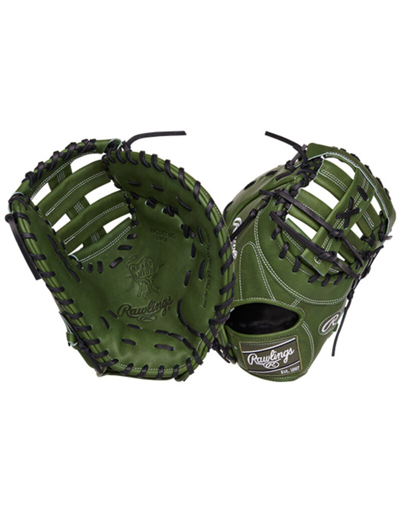 Rawlings RAWLINGS HEART OF THE HIDE FIRST BASE MITT 13" DOUBLE BAR WEB Military Green  Baseball Glove  - Right Hand Throw