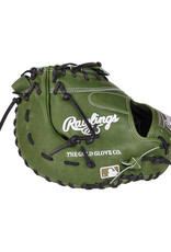 Rawlings RAWLINGS HEART OF THE HIDE FIRST BASE MITT 13" DOUBLE BAR WEB Military Green  Baseball Glove  - Left Hand Throw