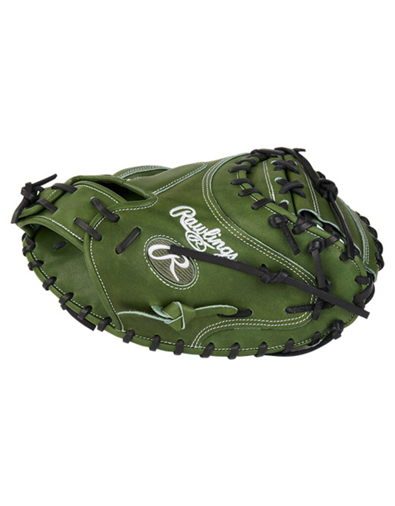 Rawlings RAWLINGS HEART OF THE HIDE CATCHERS MITT 34" 2PC SOLID WEB - MILITARY GREEN - RIGHT Hand Throw