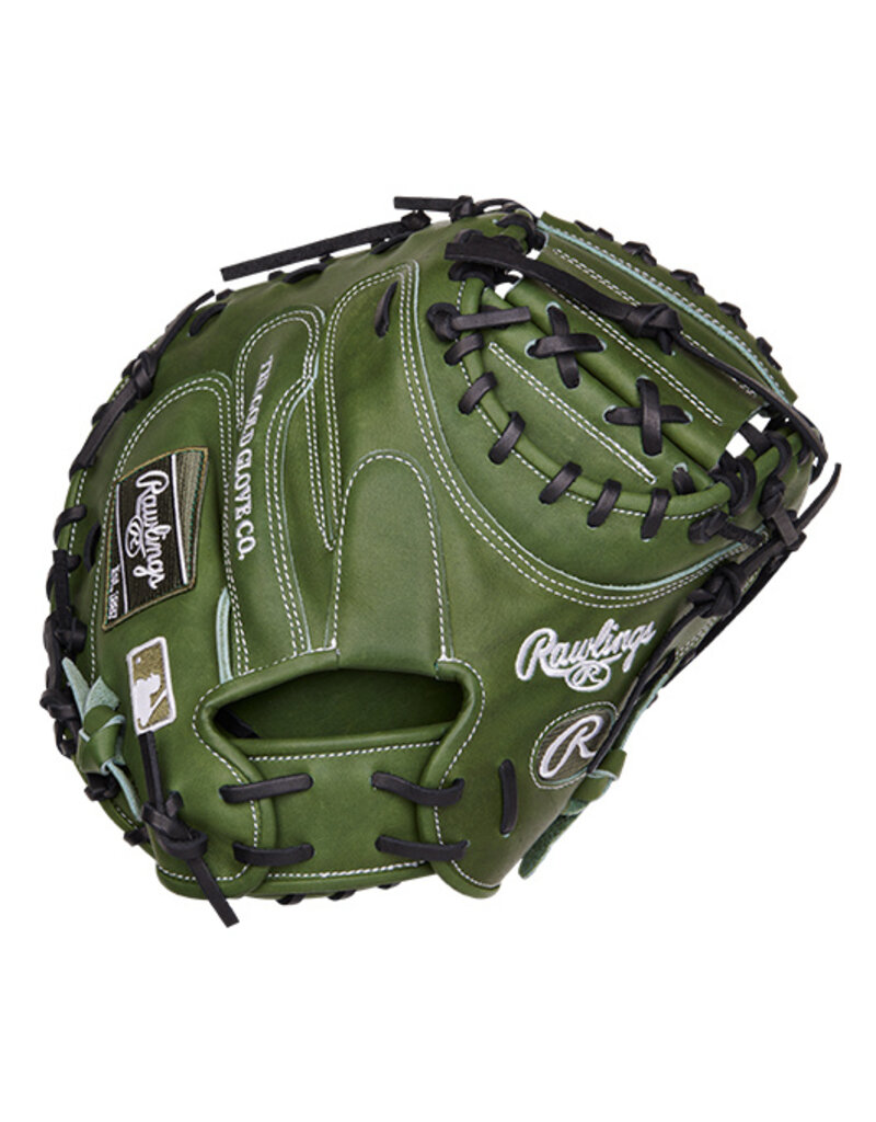 Rawlings RAWLINGS HEART OF THE HIDE CATCHERS MITT 34" 2PC SOLID WEB - MILITARY GREEN - RIGHT Hand Throw