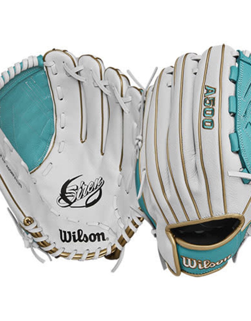 Wilson Wilson A500  12.5" Fastpitch Softball Glove-White/Teal Right Hand Throw