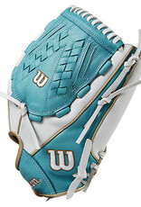 Wilson Wilson A500  12.5" Fastpitch Softball Glove-White/Teal Right Hand Throw